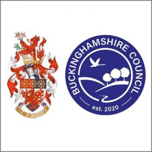 logos of amersham town council and buckinghamshire council